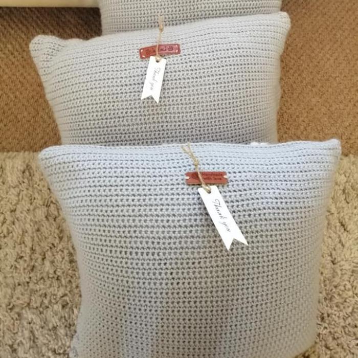Set Of 3 Handmade, Hand Stitched Soft Grey Cushions